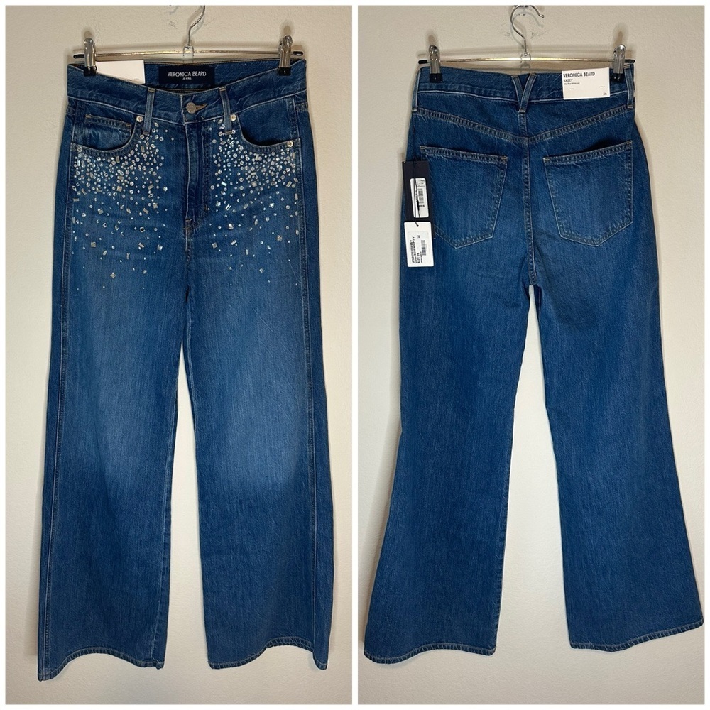 NWT Veronica Beard Kasey Crystal Wide-Leg Jean SZ 26 - Picture 3 of 8